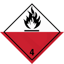 Hazardous material warning symbol for spontaneously combustible substances (Class 4).