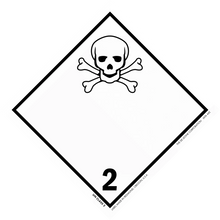 Skull and crossbones warning symbol inside a diamond-shaped border with the number 2.