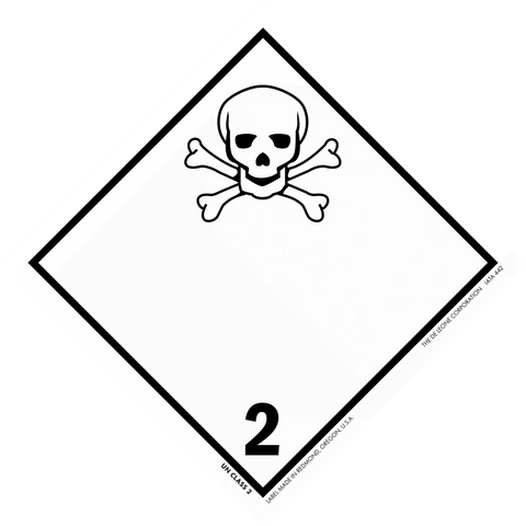 Skull and crossbones warning symbol inside a diamond-shaped border with the number 2.