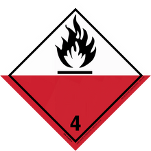 Hazardous material warning symbol for spontaneously combustible substances (Class 4).