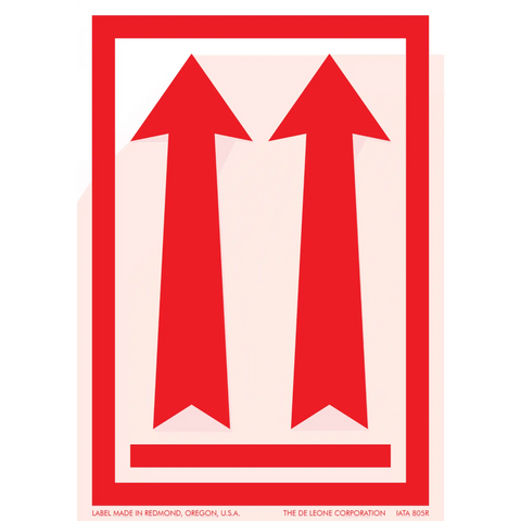 Two red upward-pointing arrows within a rectangular border.