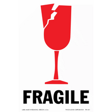 Red broken wine glass icon with ’FRAGILE’ text below it.