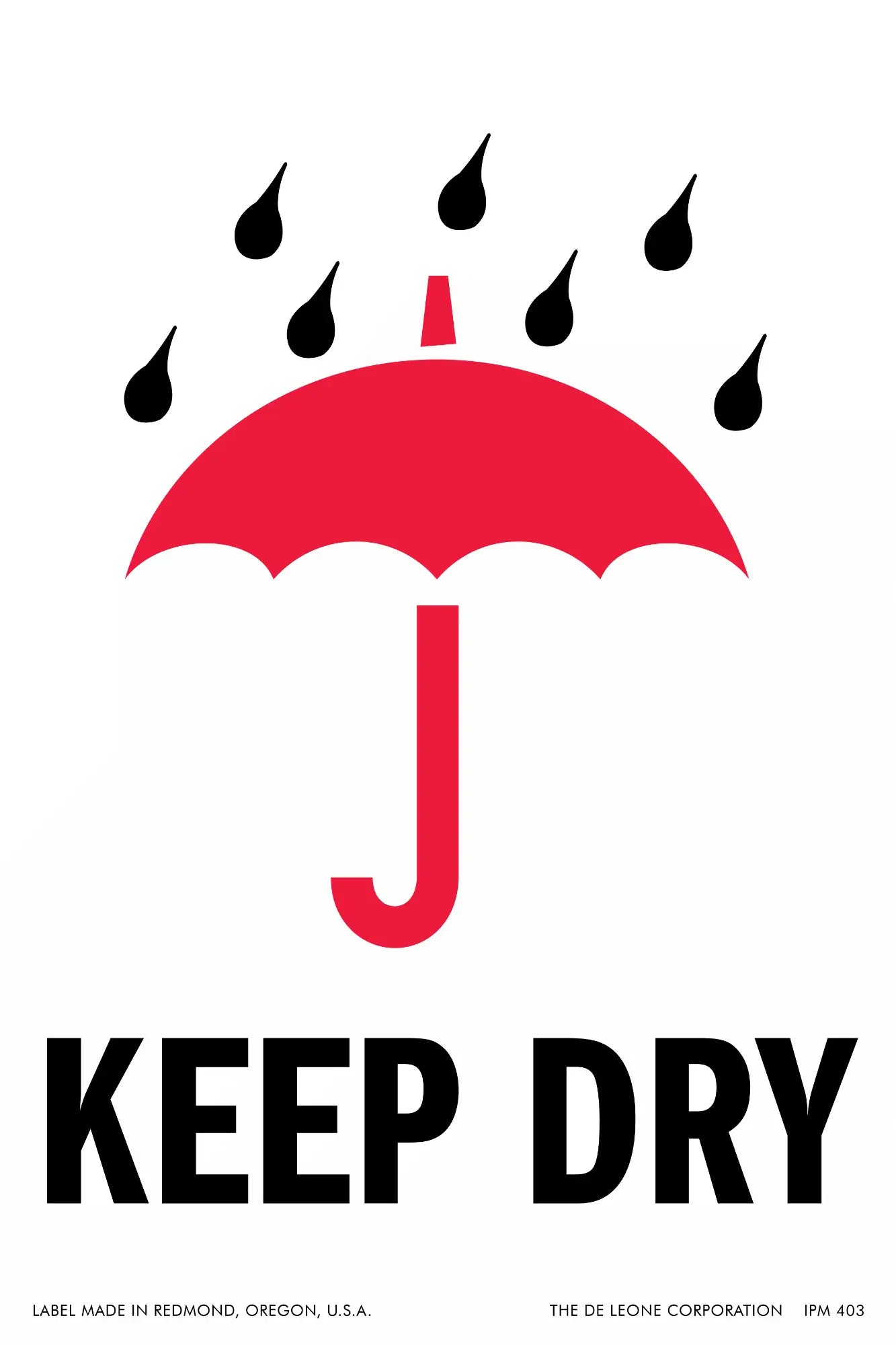Keep dry packaging label.