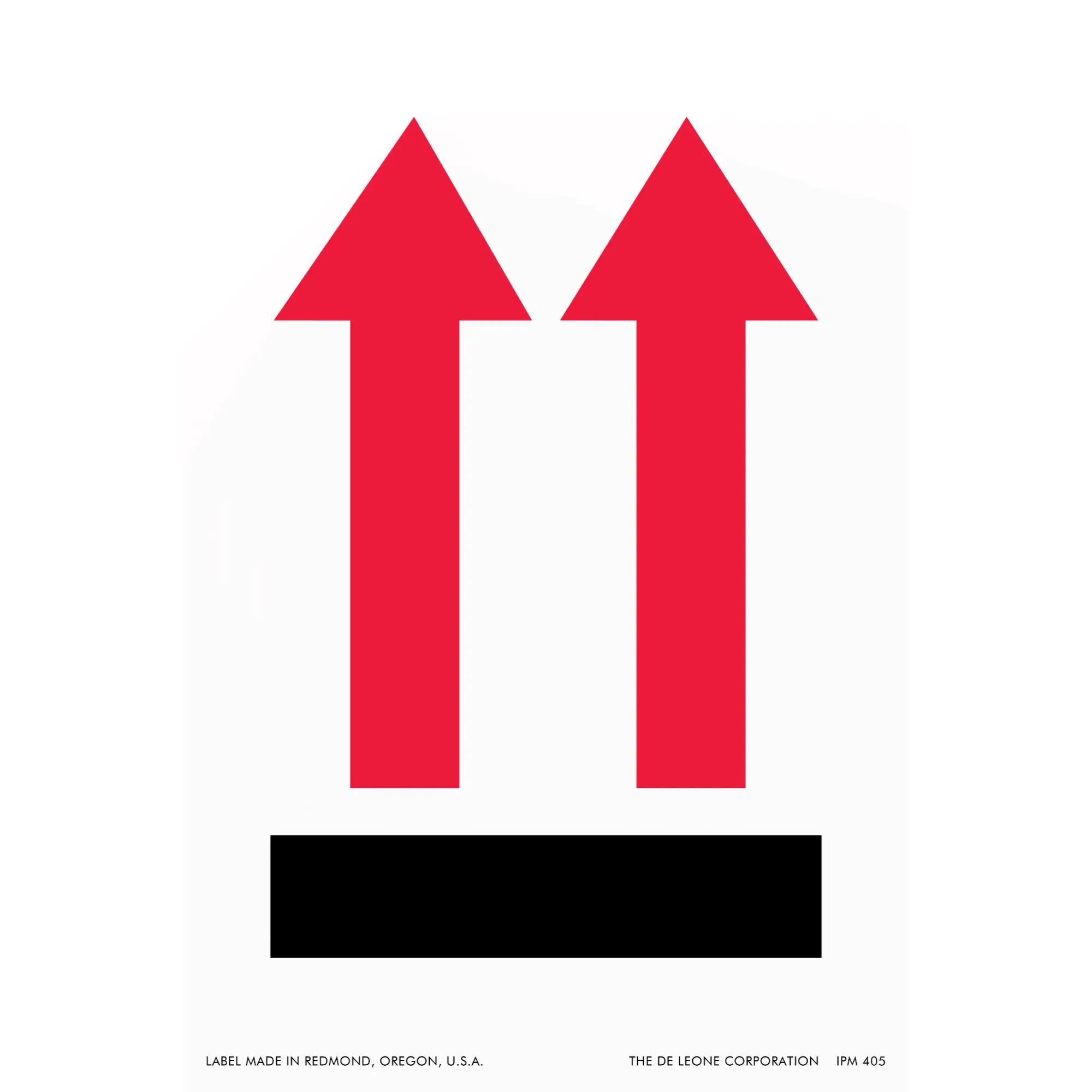 Two red upward-pointing arrows above a black rectangular base.