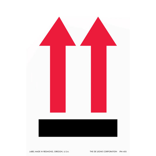 Two red upward-pointing arrows above a black rectangular base.