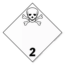 Warning placard with skull and crossbones symbol showing hazard class 2.