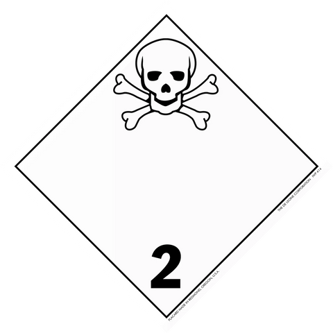 Warning placard with skull and crossbones symbol showing hazard class 2.