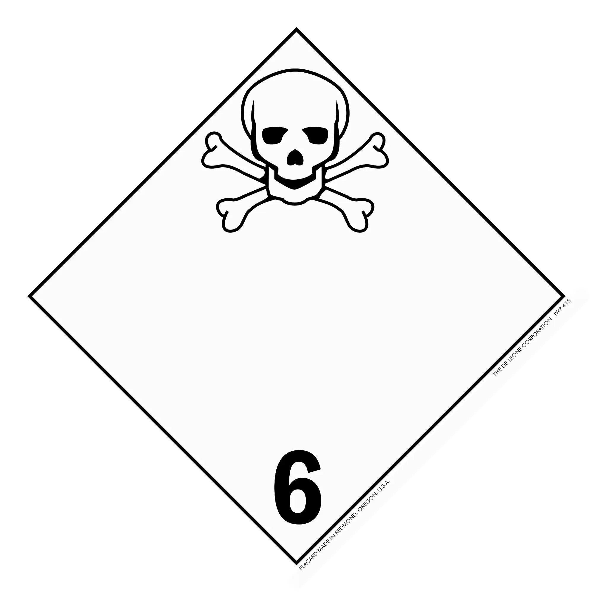 Warning sign with skull and crossbones symbol and number 6.