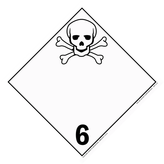 Warning sign with skull and crossbones symbol and number 6.