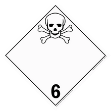 Hazardous materials warning placard with skull and crossbones symbol and number 6.