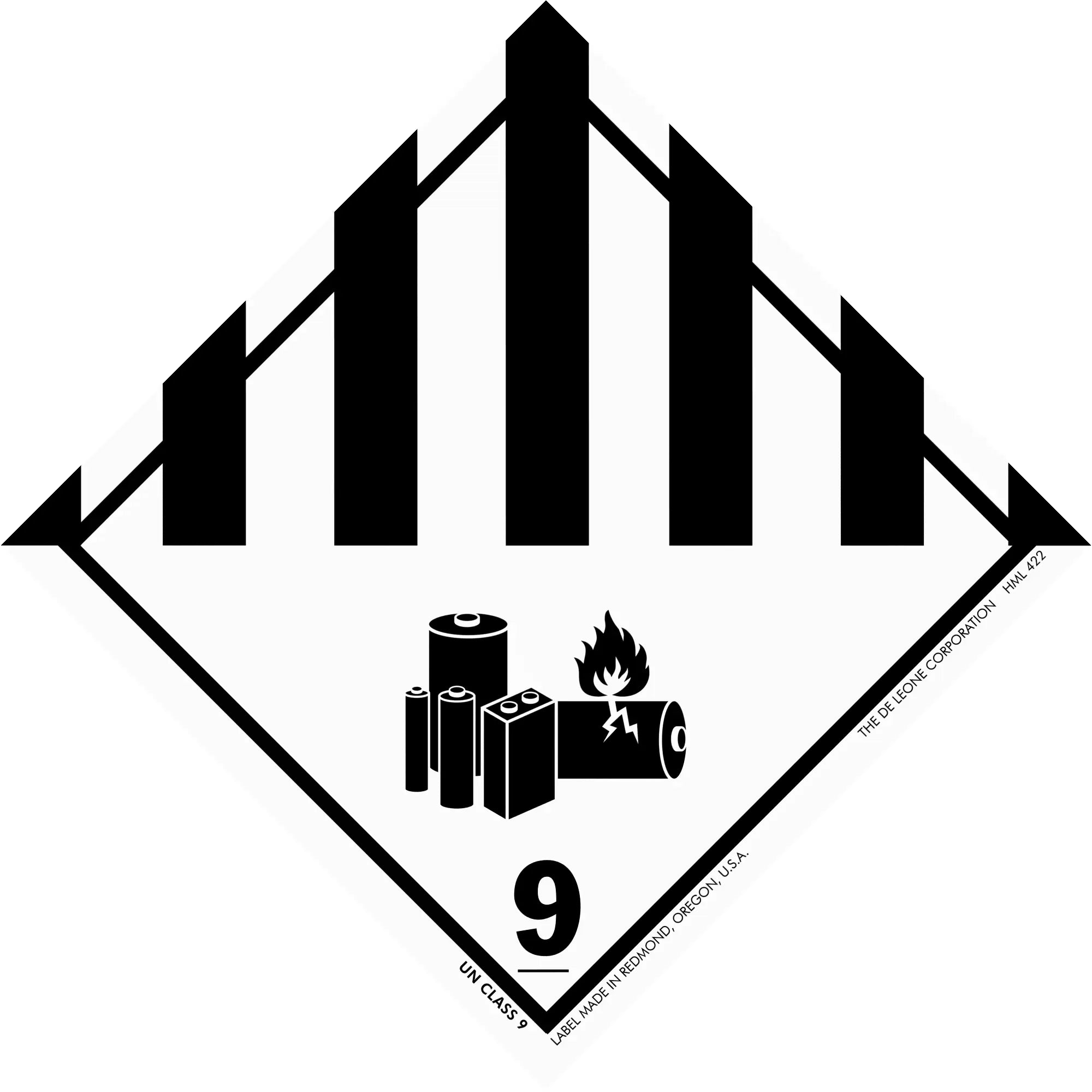 Hazardous materials warning symbol for lithium batteries and cells (Class 9).