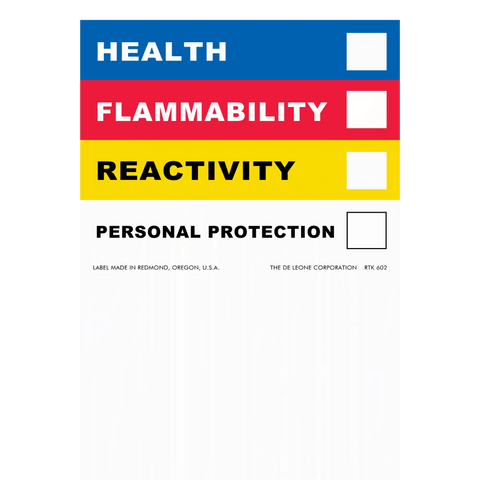 NFPA hazard diamond warning label with blue, red, and yellow sections for health, flammability, and reactivity ratings.