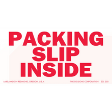 Red text label reading ’PACKING SLIP INSIDE’