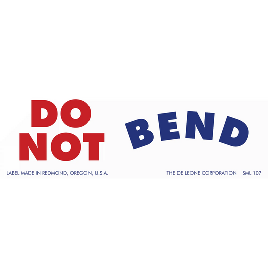 A ’DO NOT BEND’ label in red and blue text.