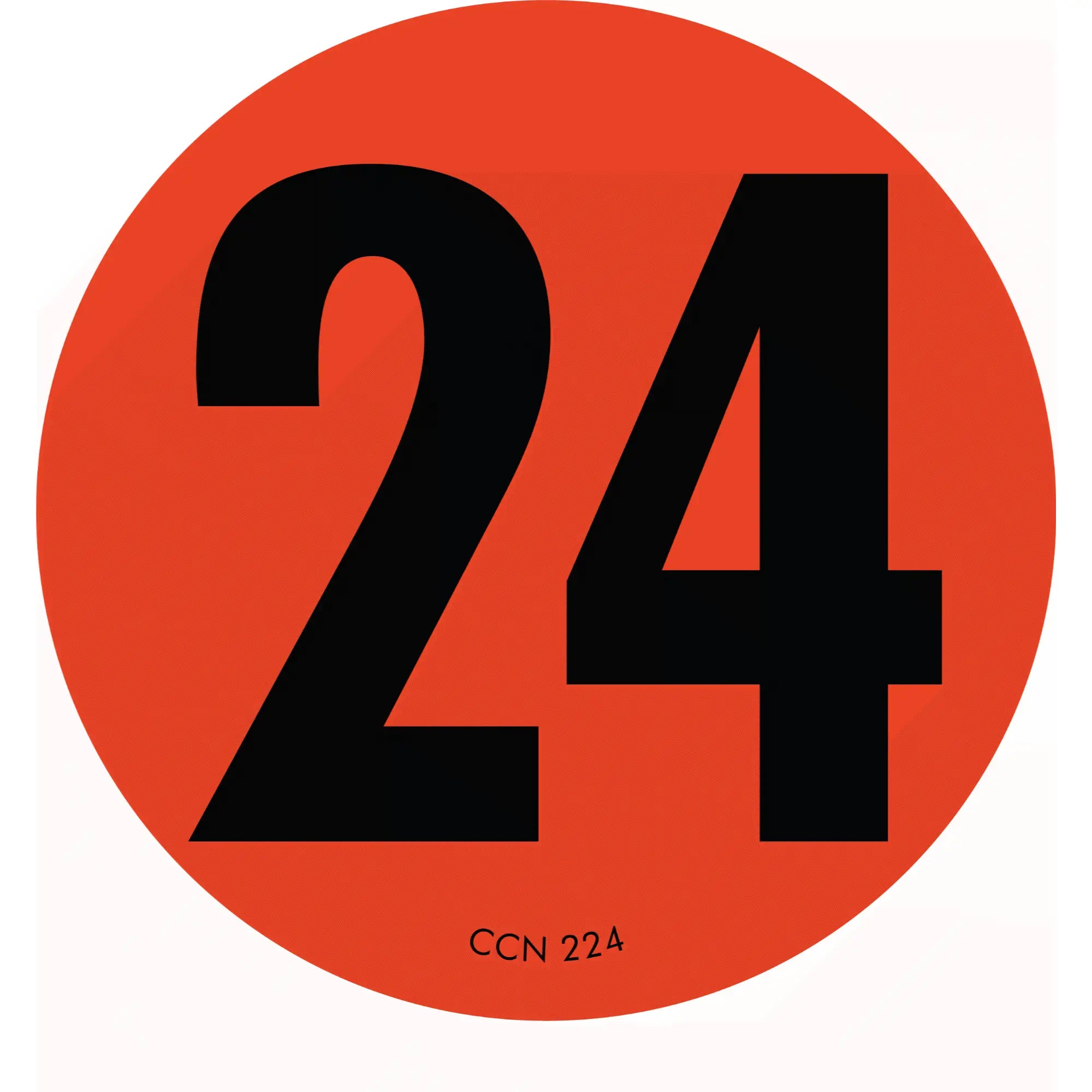 Black number 24 on a red circular background.
