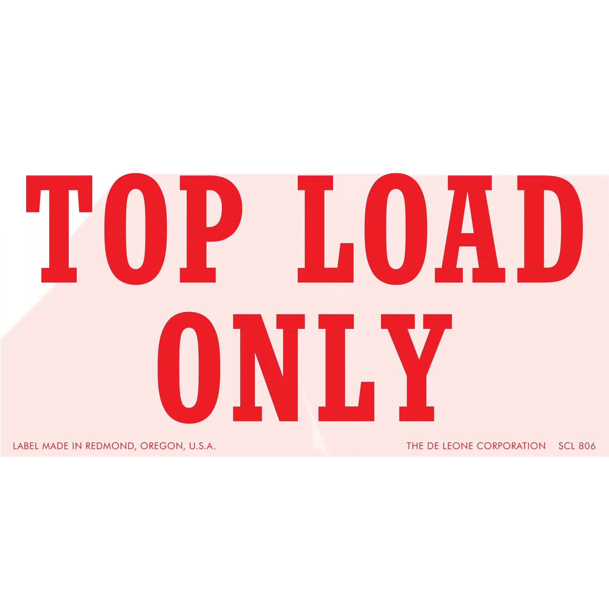 Red text warning label that reads ’TOP LOAD ONLY’