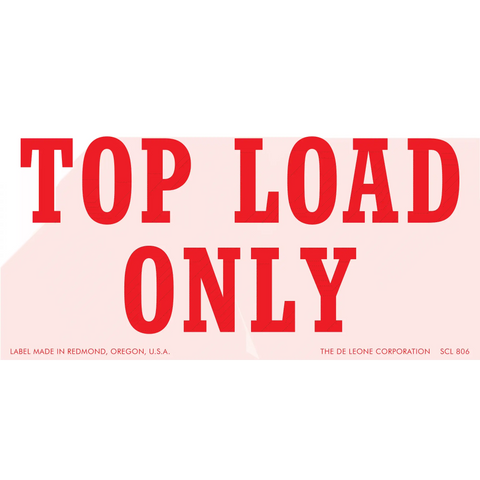 Red text warning label that reads ’TOP LOAD ONLY’