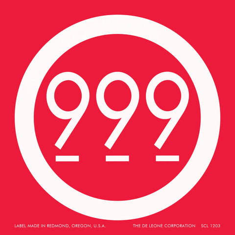 White circular logo containing ’999’’ on a red background.