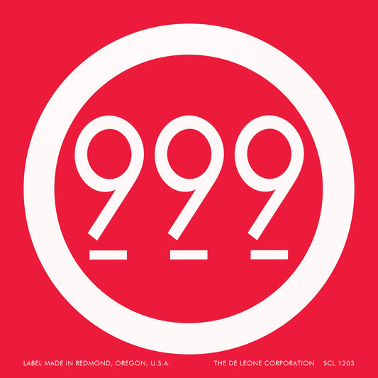 White circular logo containing ’999’’ on a red background.