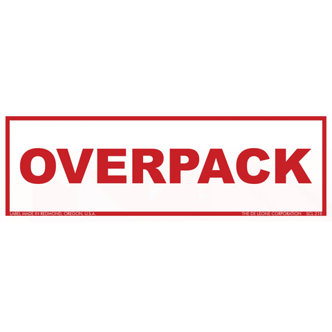 Red text reading ’OVERPACK’ in capital letters within a red rectangular border.