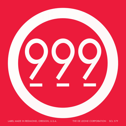 White circular logo containing ’999’’ on a red background.