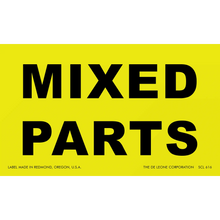 Yellow label with black text reading ’MIXED PARTS’