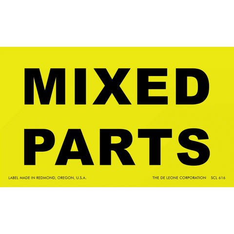 Yellow label with black text reading ’MIXED PARTS’