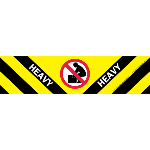 Warning sign with black and yellow stripes and a ’no lifting’ symbol.