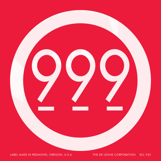 White circular logo containing ’999’’ on a red background.