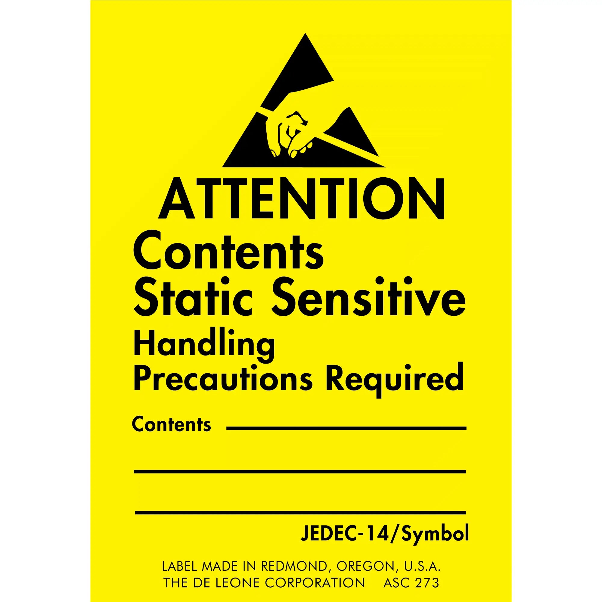 Static Sensitive Warning Labels ASC273 1000 Roll - Paper