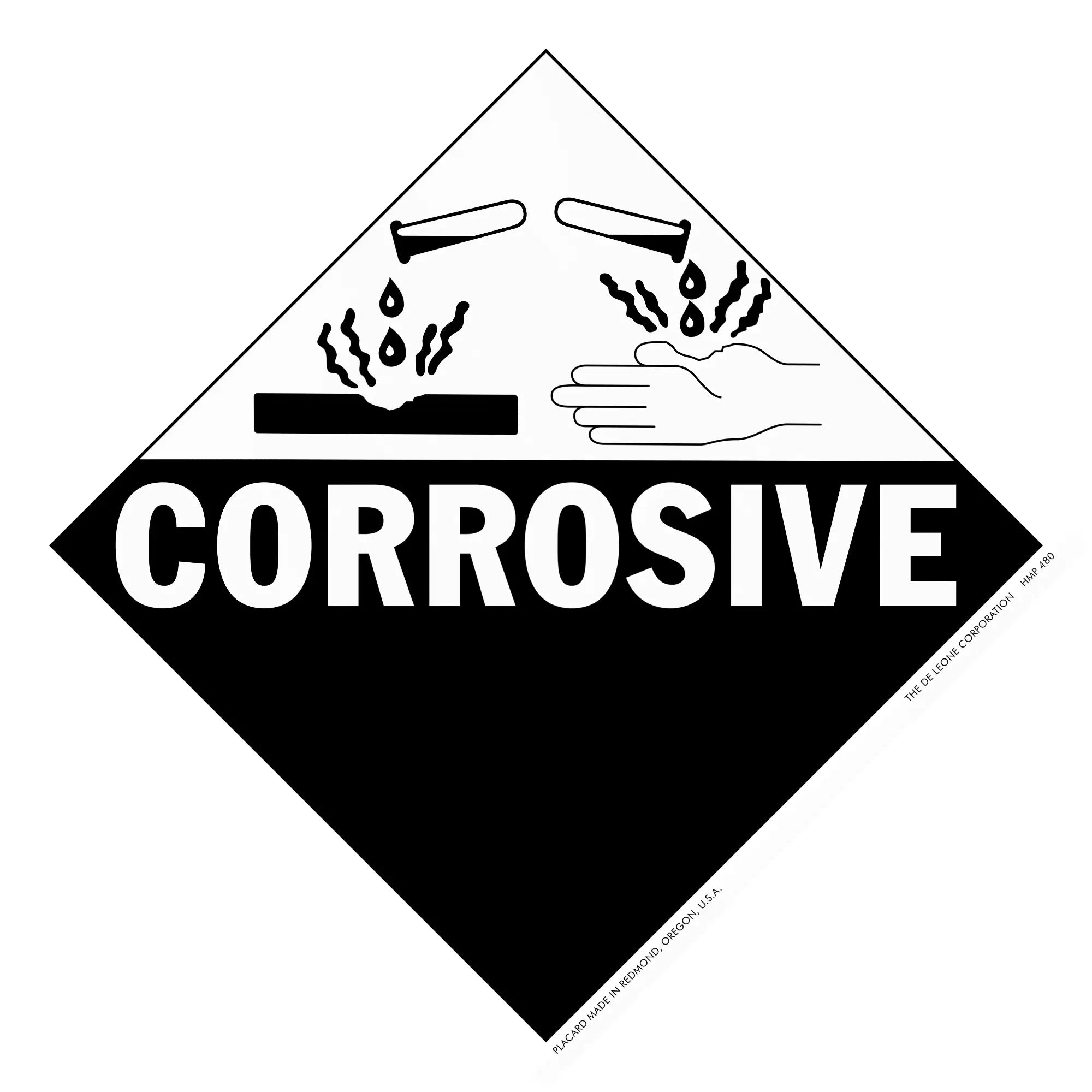 Corrosive hazard label.