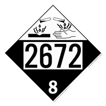 Hazardous materials placard with number 2672 and corrosive Class 8 designation.