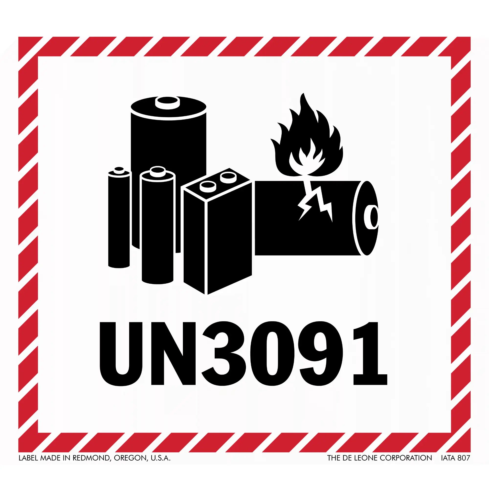 UN3091 hazard warning label for lithium metal batteries.