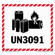 UN3091 hazard warning label for lithium metal batteries.