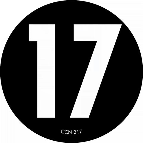 White number 17 in a black circle.