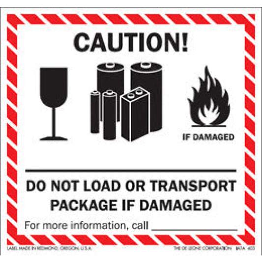 CAUTION - DO NOT LOAD OR TRANSPORT PACKAGE IF DAMAGED -