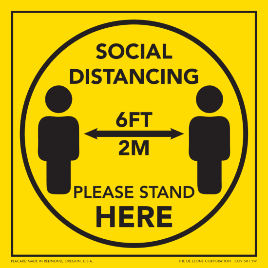COV501YW - Social Distancing 6 feet - 10.75” X 10.75”